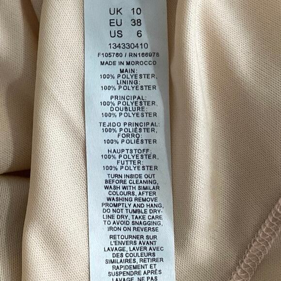 ASOS Beige Tie Dye  High Neck Chiffon Drape Sleeveless Mini Sheath Dress Size 6 - Picture 8 of 9